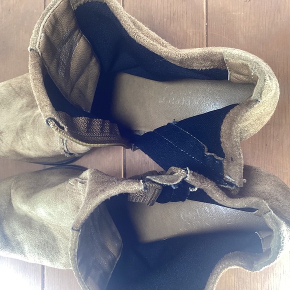 Franco Sarto Brown Suede Leather Zip Up Square Toe Block Heel Ankle Booties - Picture 6 of 9